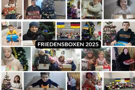 221 Friedensboxen und weitere Sachspenden für Kinder in der Ukraine